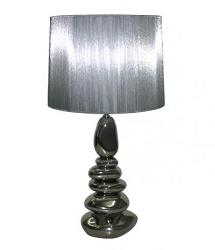 Stříbrná moderní designová stolní lampa model SILVER s kamenným stojanem